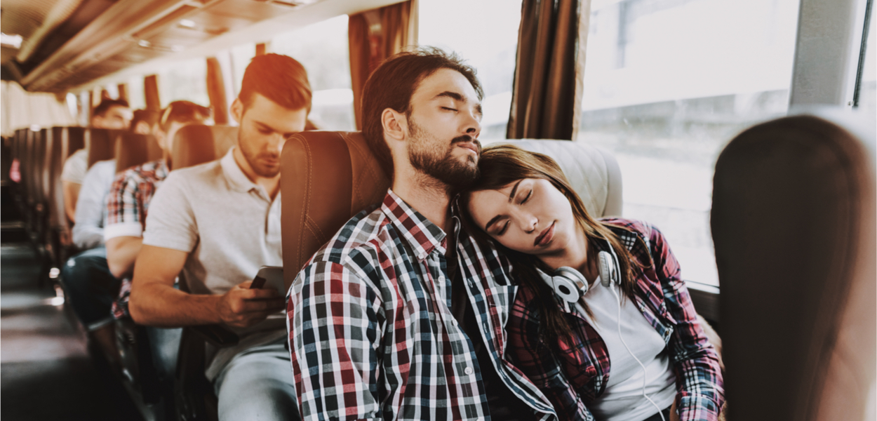 sleeping on a charter bus